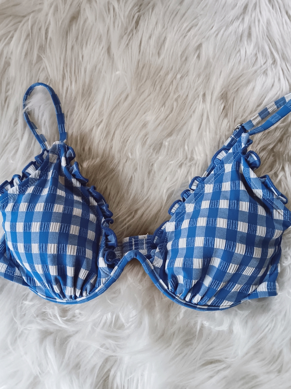 Wild Fable Blue and White Gingham Bikini Top